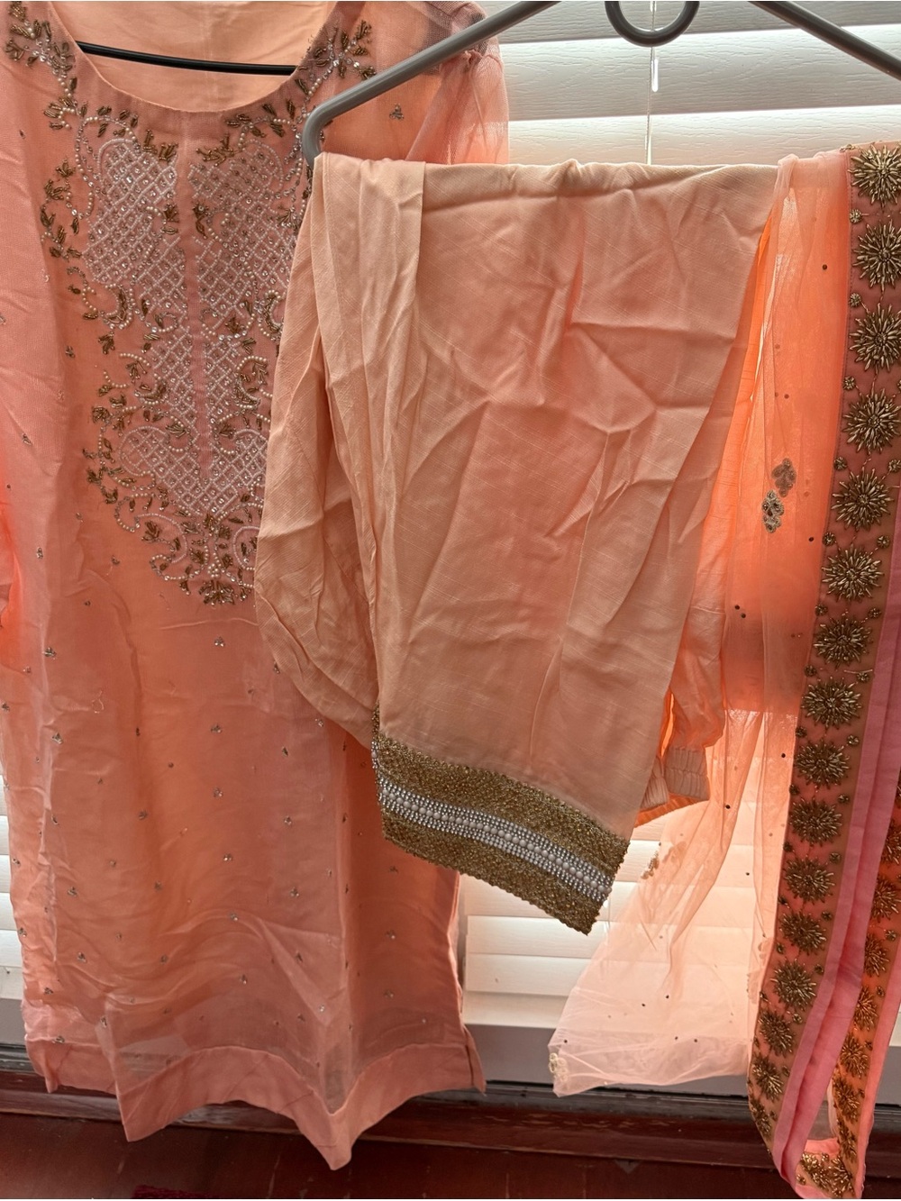 Othr Peach Embellished Women's Scarf & Dupatta Set